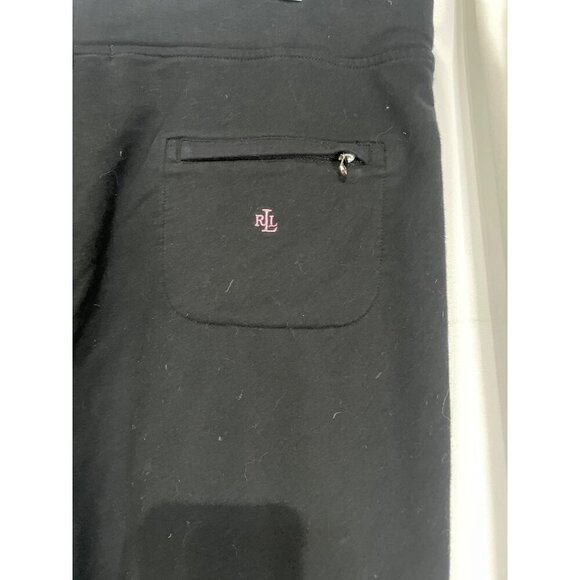 Ralph Lauren Womens Black Drawstring Sweatpants With Back Zip Pocket L - Picture 5 of 9